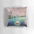 Soft, floral decorative pillow featuring owls and cats from the classic poem "The Owl and The Pussycat