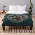 Three Hares Plush Blanket with Folklore Inspired Design
