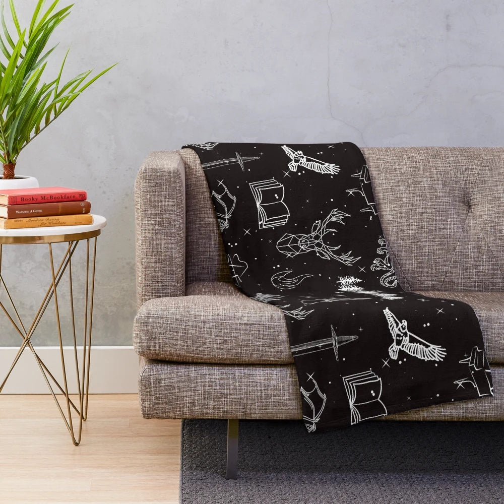 Throne of Glass inspired plush blanket with fantasy book series design
