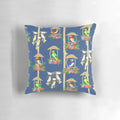 Vibrant blue pillow featuring the iconic Tiki Room birds from the beloved Disney attraction