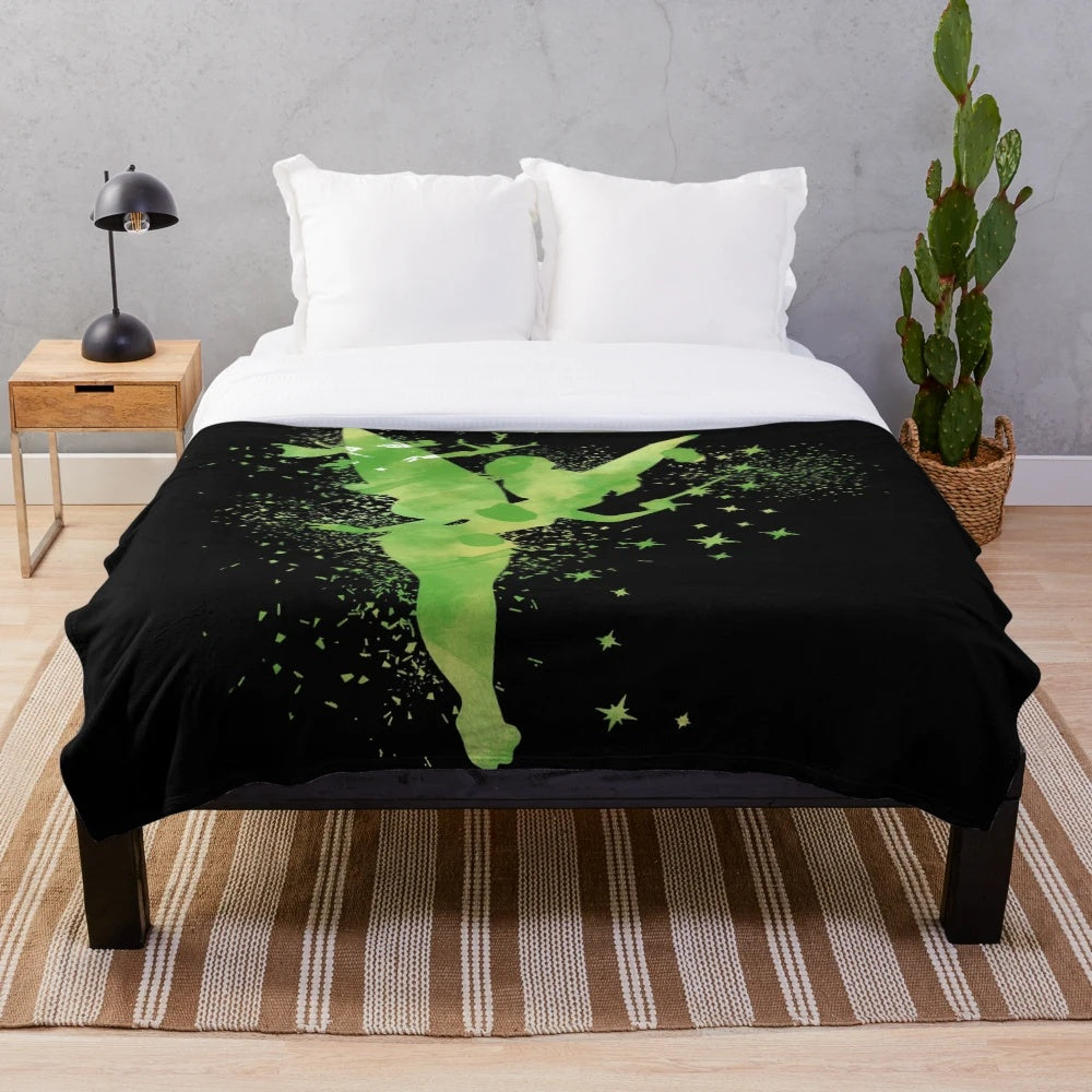 Tinkerbell fairy plush blanket with soft, cozy design for Disney enthusiasts