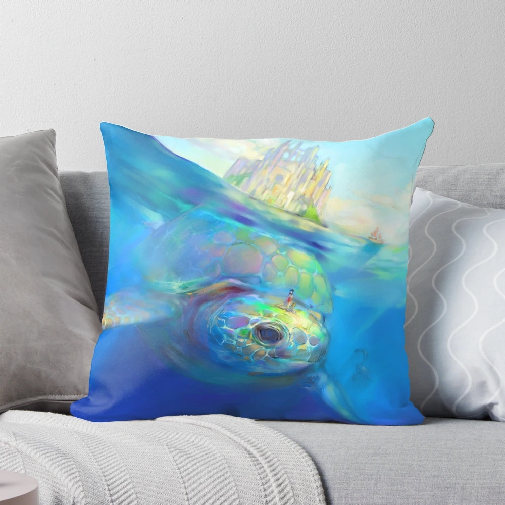 Stunning travel pillow with fantasy turtle design, perfect for beach vacations and Avatar fans