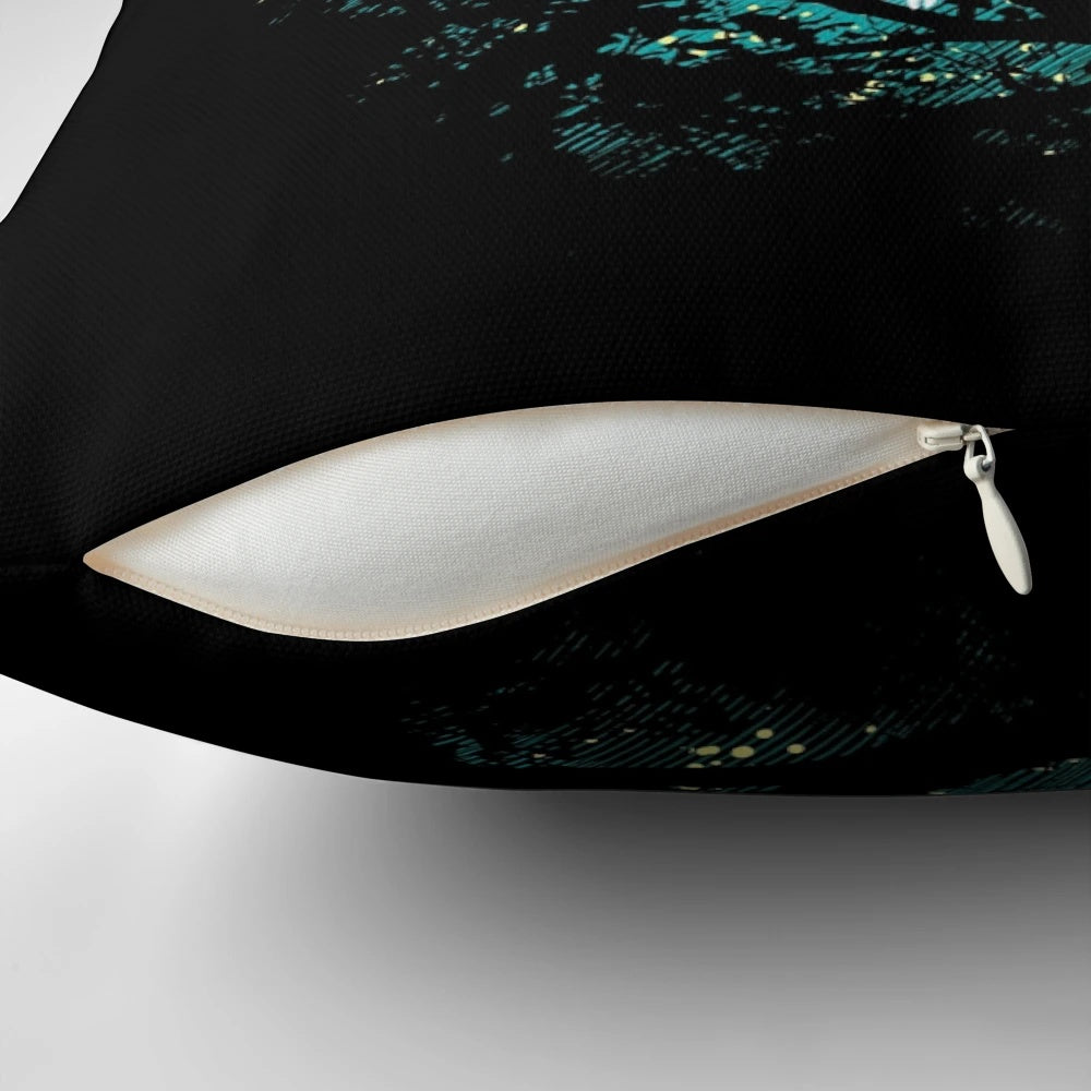 A whimsical pillow featuring captivating tree spirit illustrations inspired by classic anime and manga.
