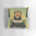Intricately detailed portrait of a regal Tudor-era fox lady, featured on a luxurious decorative pillow.