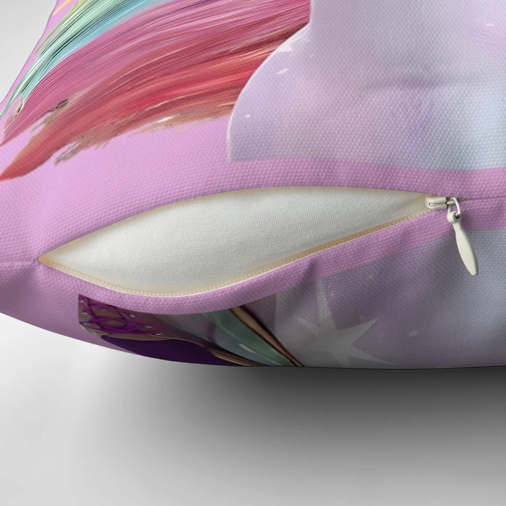 Soft, plush pillow featuring a whimsical unicorn design for a magical touch to any room.