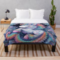 Soft and cozy unicorn plush blanket with lace accents for a whimsical touch