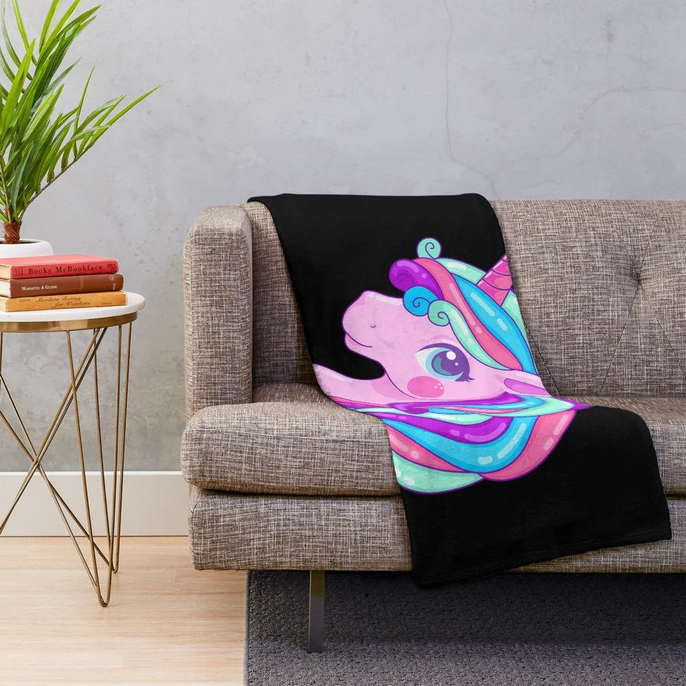 Colorful unicorn plush blanket with magical design