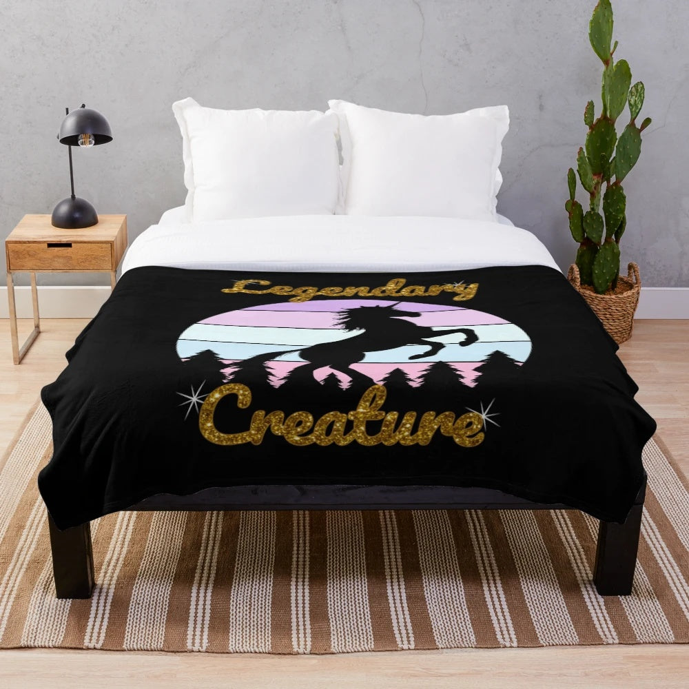Vibrant unicorn design on a cozy plush blanket