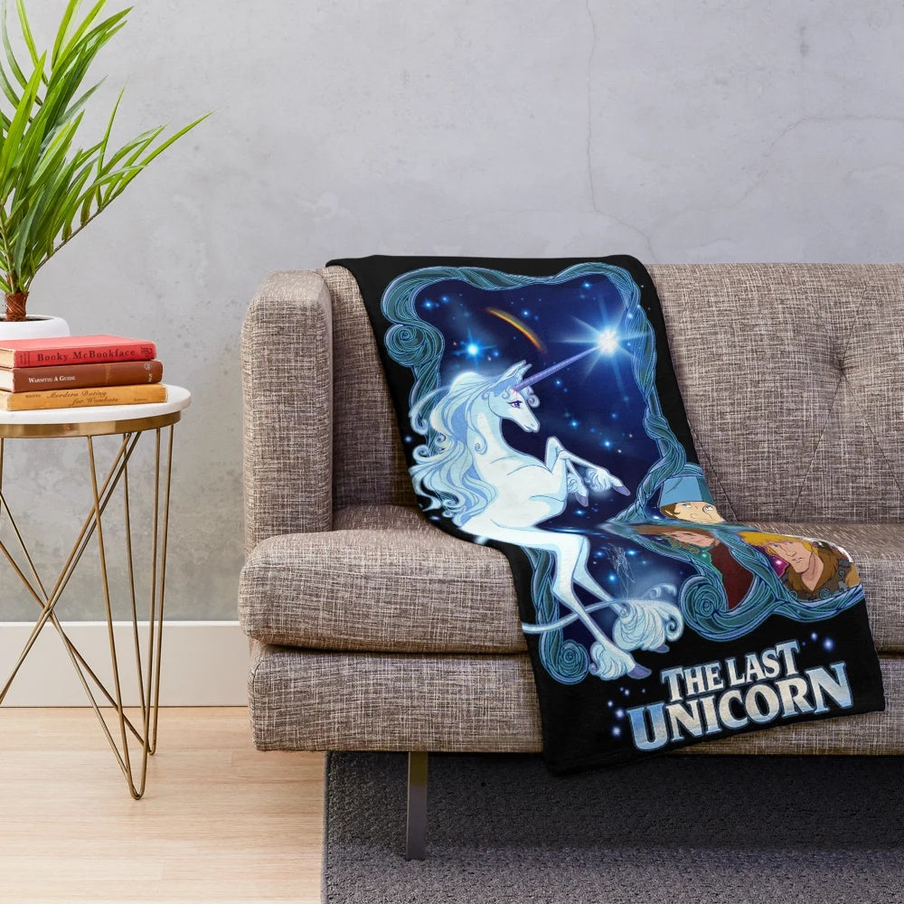 Soft and cozy unicorn plush blanket inspired by the fantasy classic "The Last Unicorn