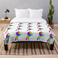 Unicorn plush blanket with colorful, abstract nature and spirit animal design