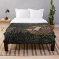 Enchanting unicorn plush blanket with magical medieval art design
