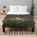 Plush blanket featuring the Unicorn Tapestry, a medieval art masterpiece