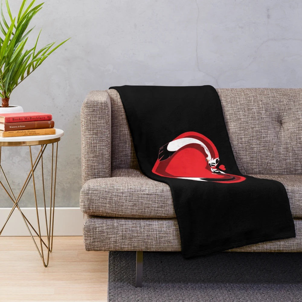 Cozy plush blanket featuring magical animal characters inspired by Hazbin Hotel