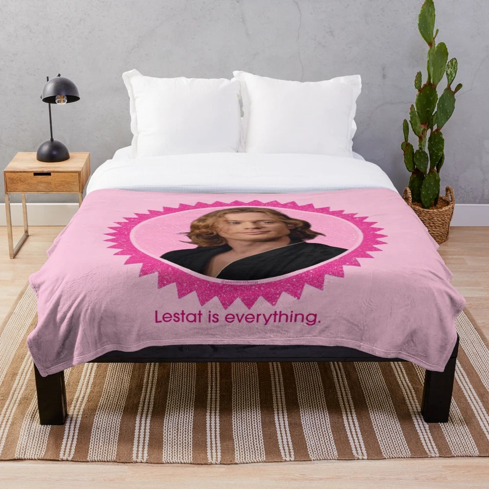 Lestat-inspired plush blanket with vampire and gothic design