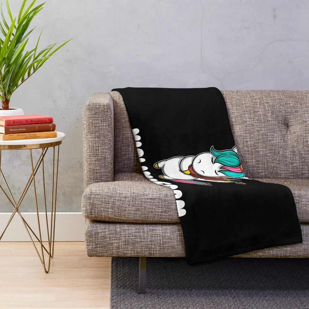 Violinicorn unicorn playing a violin on a plush, colorful blanket