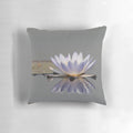 Close-up view of a beautiful water lily flower printed on a decorative pillow