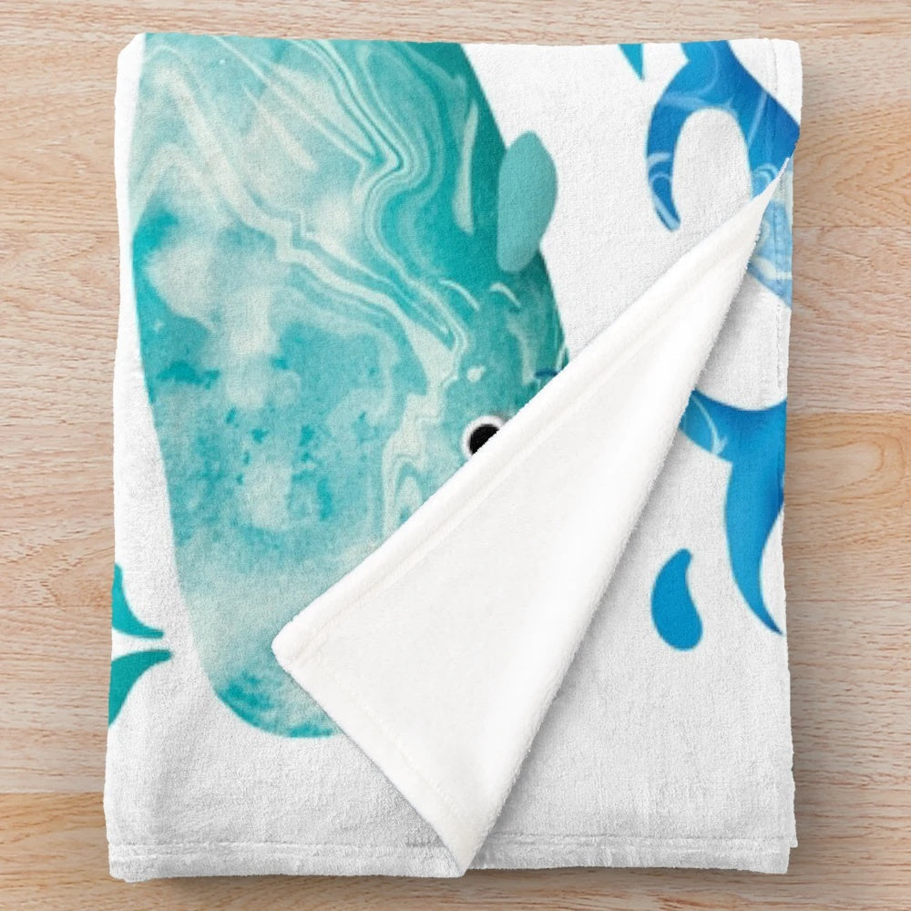 Whales plush blanket featuring a beautiful marine wildlife design
