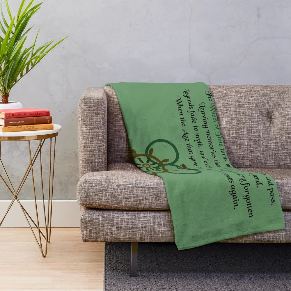 Wheel of Time inspired plush blanket with fantasy book quotes