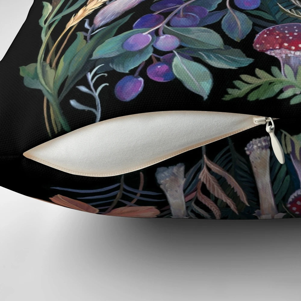 White Ermine Pillow featuring a whimsical, botanical design