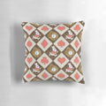 A soft, white rabbit-themed pillow with a whimsical, watercolor-style pattern of hearts, spades, and a pocket watch.