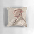 Soft and cozy white wolf-themed pillow, perfect for fans of the Dragon Age series.