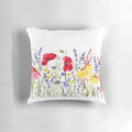 Vibrant wildflowers blooming in a meadow, captured in a cozy and stylish throw pillow