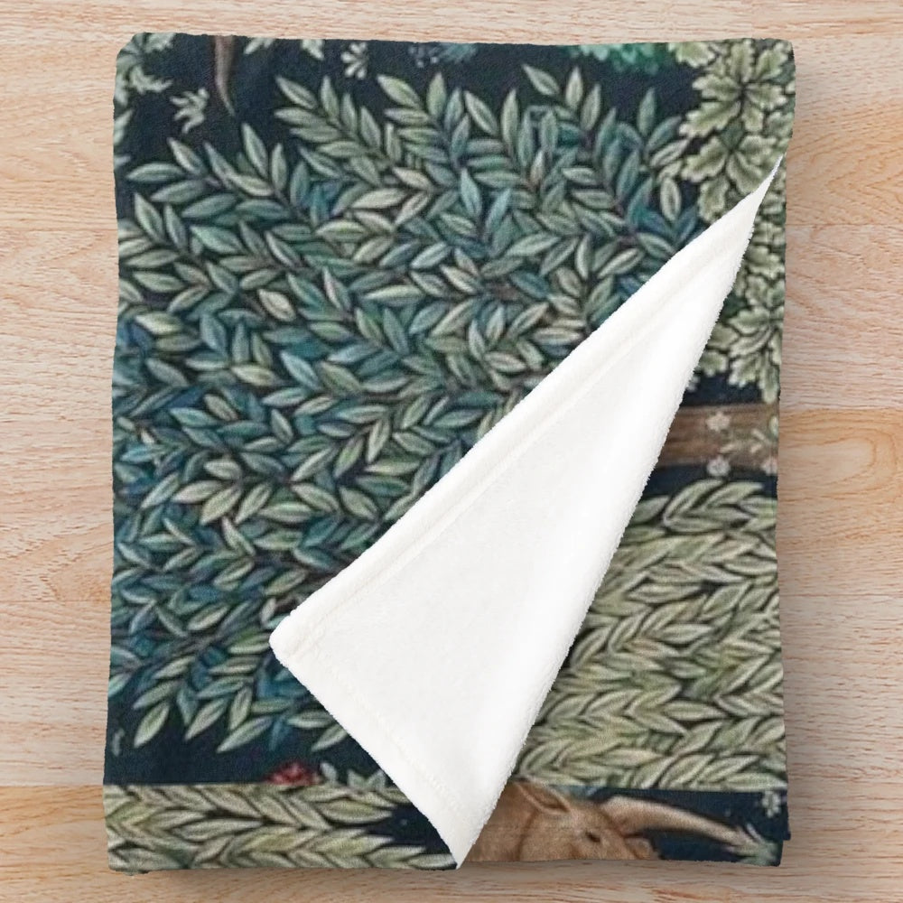 William Morris inspired plush blanket featuring the beautiful Brook Tapestry design