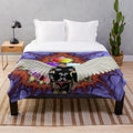 Winged messenger plush blanket with nature-inspired, colorful patterns