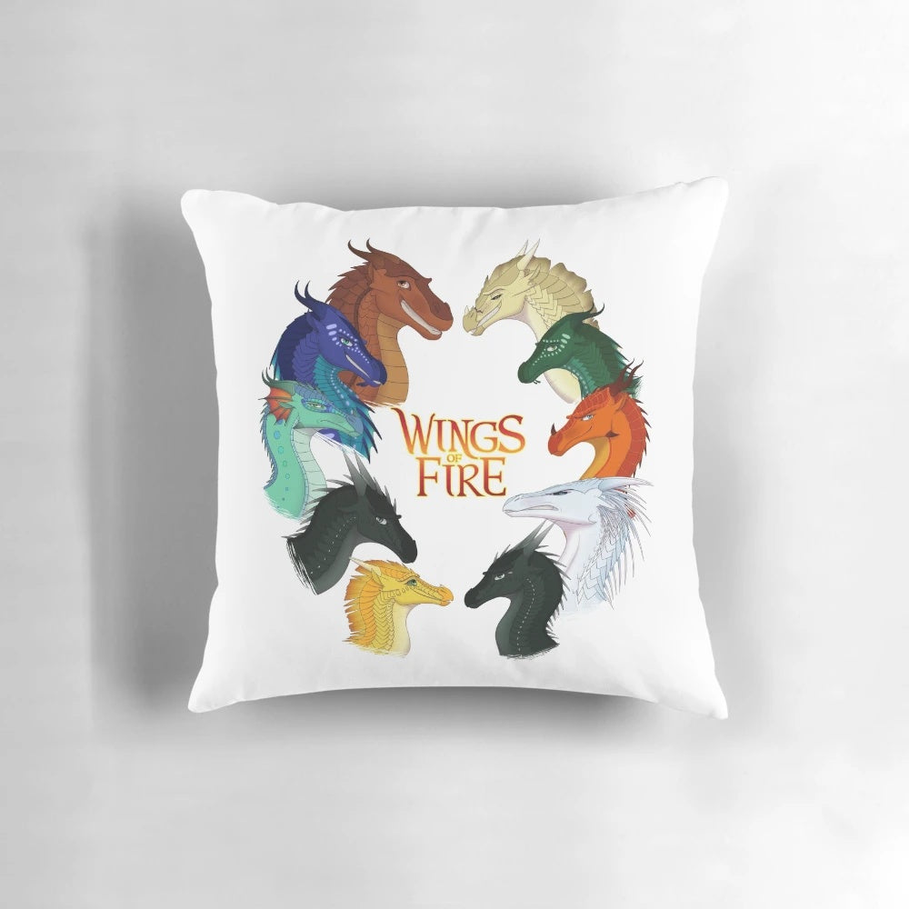 Wings of Fire inspired all-over print pillow featuring characters from the beloved book series