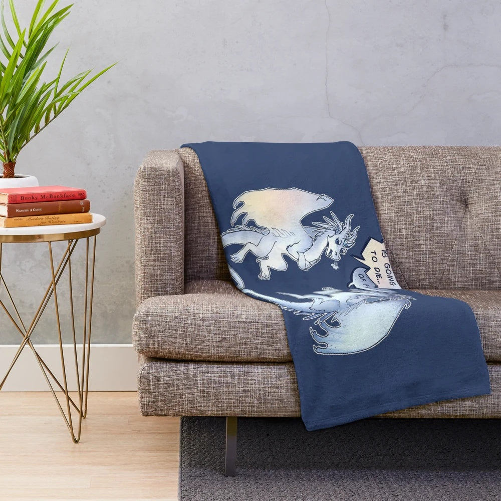 Wings of Fire inspired plush blanket featuring Snowfall the IceWing and Lynx