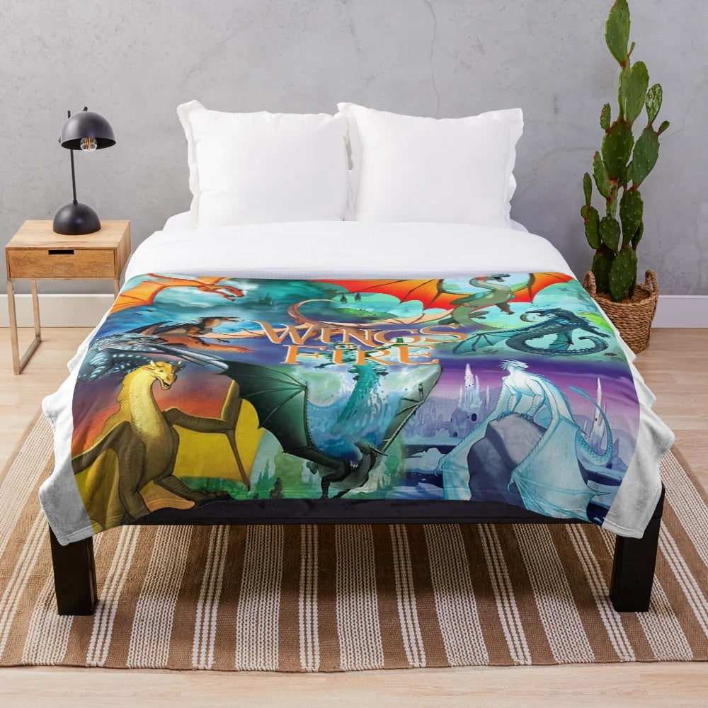 Wings of Fire inspired plush blanket featuring beloved dragon characters