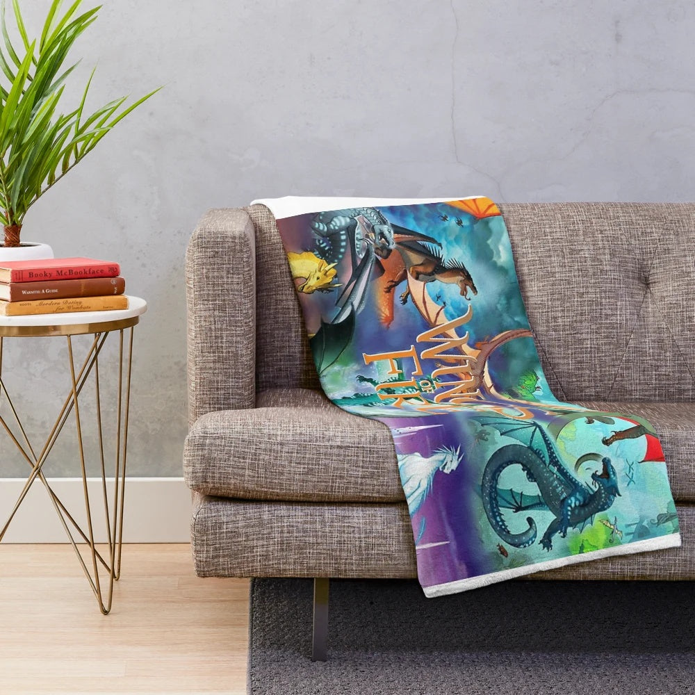 Wings of Fire inspired plush blanket featuring beloved dragon characters