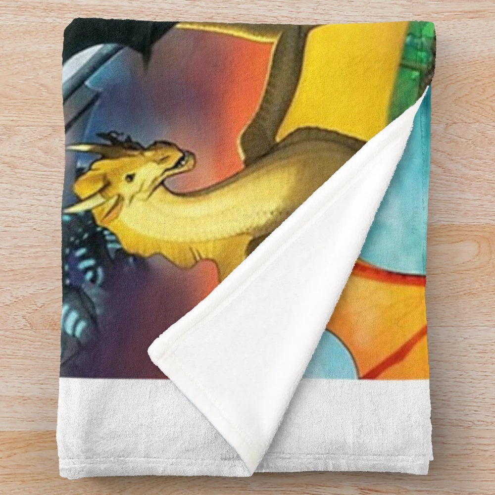 Wings of Fire inspired plush blanket featuring beloved dragon characters