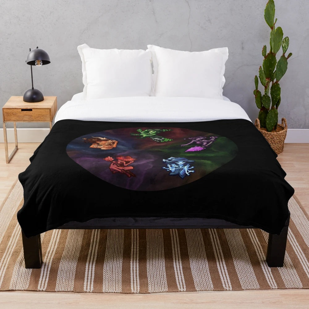 Witch alien plush blanket with space galaxy design