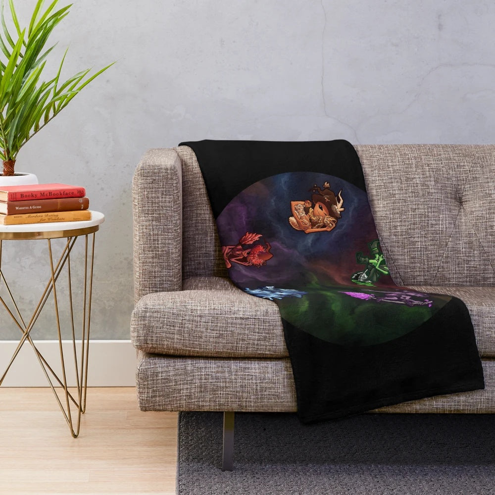 Witch alien plush blanket with space galaxy design