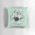 Whimsical witch bunny pillow with a full moon and gothic design