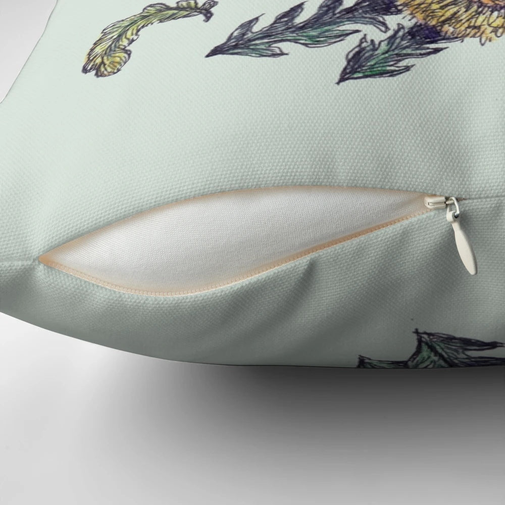 A cozy, whimsical pillow featuring a cute bunny or rabbit as a witch's familiar, perfect for home decor.