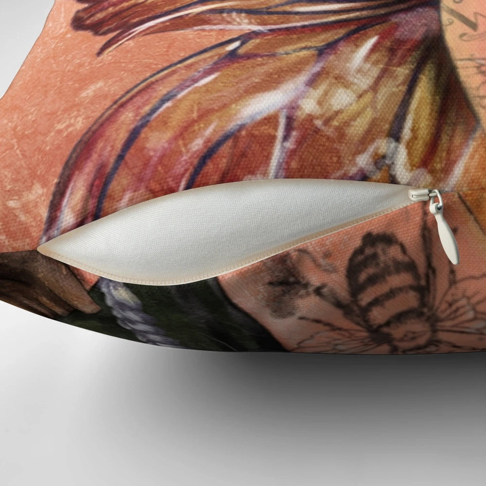 A whimsical worker bee-themed pillow with a fantasy and steampunk design, perfect for home decor.