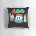 Colorful pillow featuring the character 'Leo the Truck' and his friends Lifty and Scoop