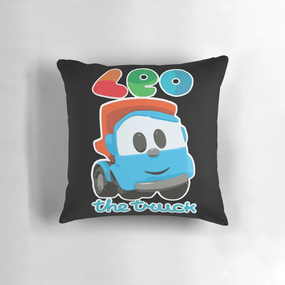Soft and cuddly "Leo the Truck" plush pillow, featuring an educational and amusing truck character