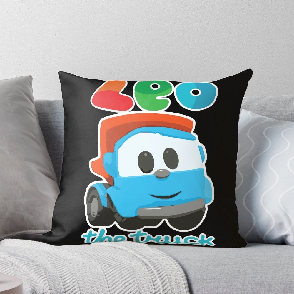 Soft and cuddly "Leo the Truck" plush pillow, featuring an educational and amusing truck character