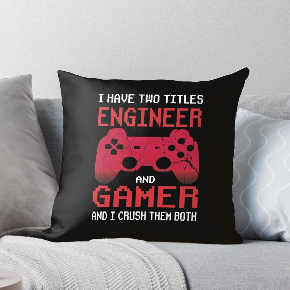 Engineer Gamer Pillow with Cube and Game Elements