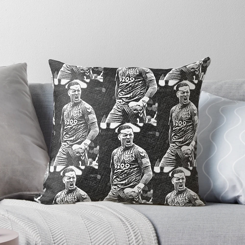 A soft, plush pillow featuring the image of England national team goalkeeper Jordan Pickford.