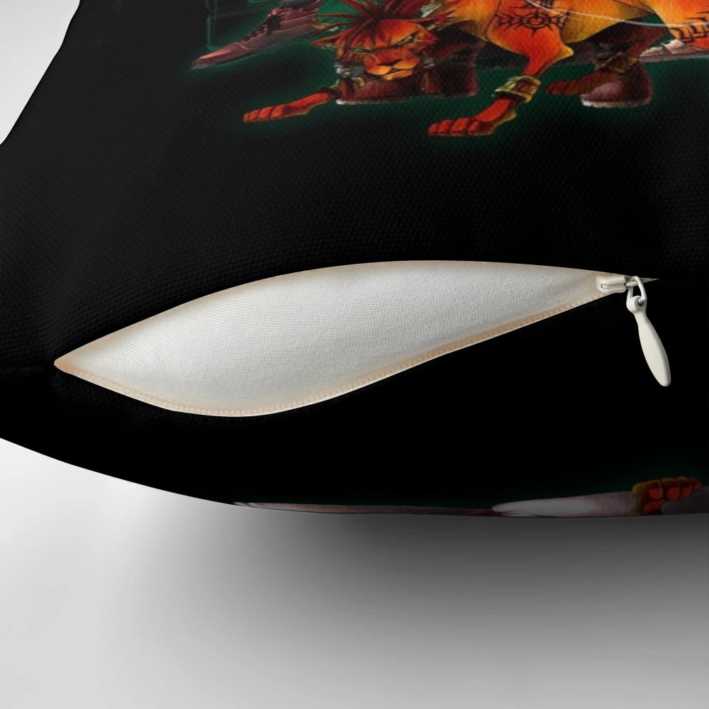 Final Fantasy VII Pillow Featuring Characters, Symbols, and Iconic Elements