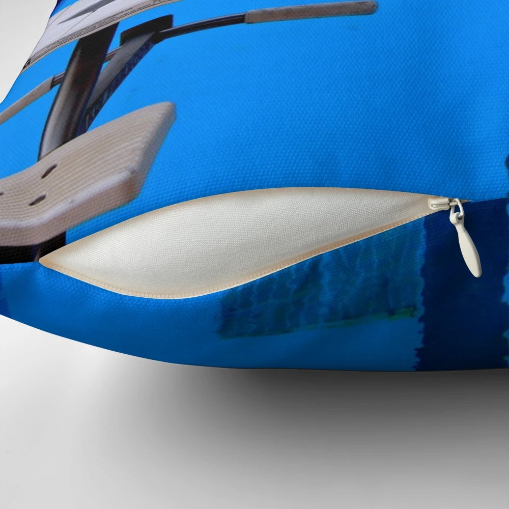 A blue and cool pillow designed for swimming pool enthusiasts and competitive swimmers.