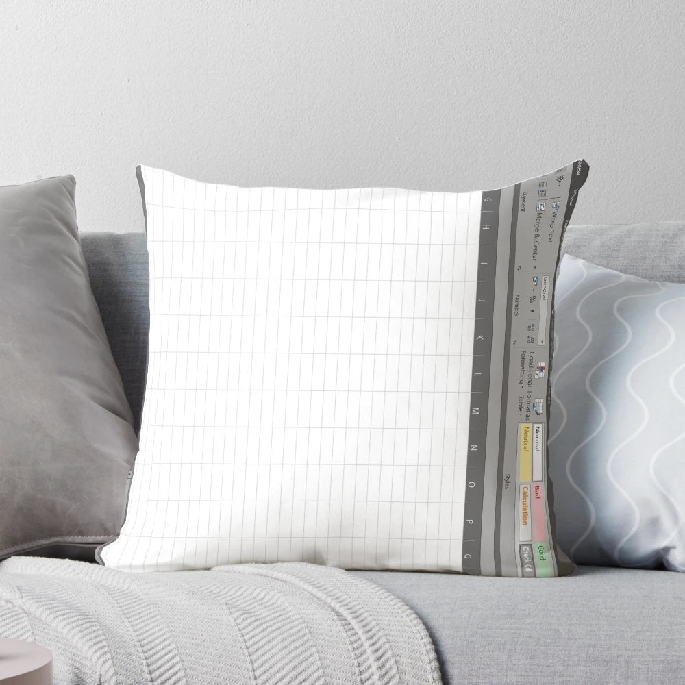 Excel Spreadsheet Pillow - Innovative Office Decor for Computer Nerds