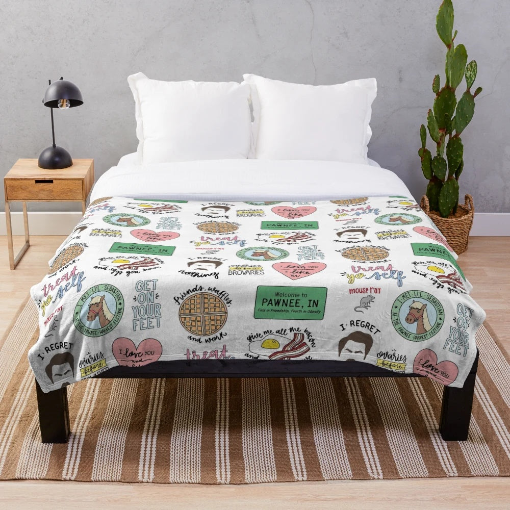 Parks and Recreation TV Show Art Inspired Plush Blanket
