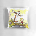 Cozy pillow featuring iconic Calvin and Hobbes characters