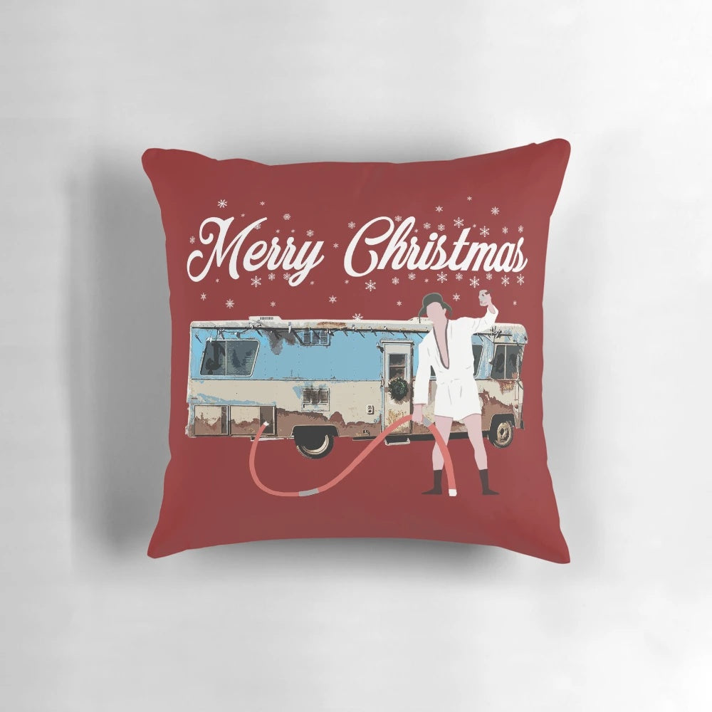 Cousin Eddie "Shitter's Full" Pillow, featuring a humorous quote from the classic Christmas movie "Christmas Vacation"