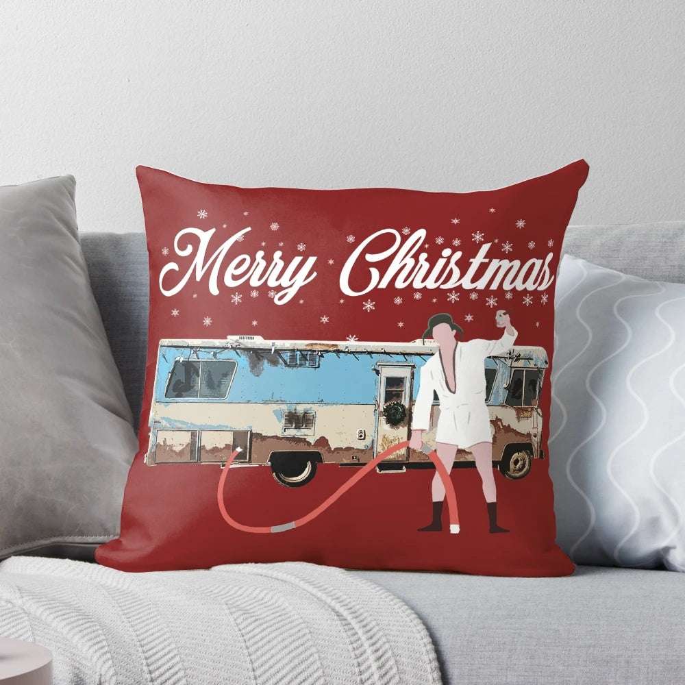 Cousin Eddie "Shitter's Full" Pillow, featuring a humorous quote from the classic Christmas movie "Christmas Vacation"